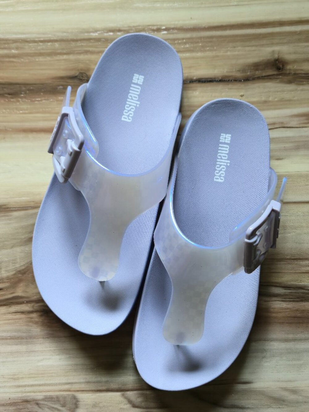 Melissa Pale Purple Iridescent Jelly Thong Sandals with Buckle